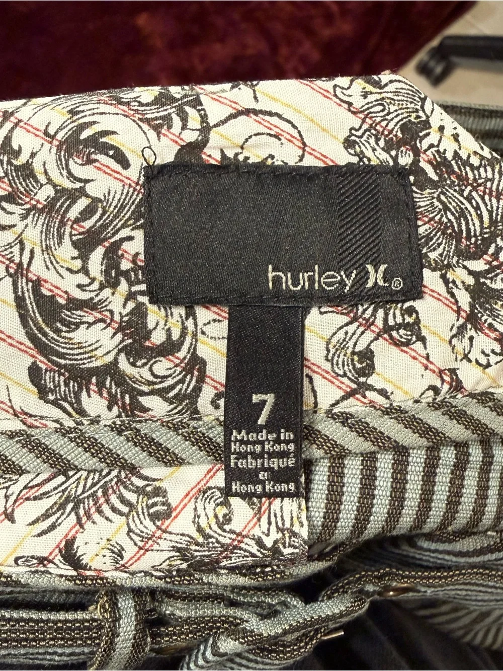 Hurley Green & Brownish Black Pin Stripe Pants Size 7 Low Rise Women's NWT
